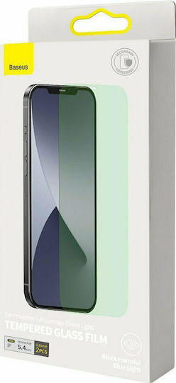Baseus Anti Blue Light 0.15mm Full Face Tempered Glass 2pcs (iPhone 12 mini)