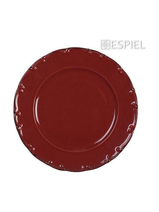 Espiel Liana Plate Desert Porcelain Red with Diameter 19cm 1pcs