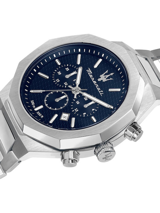 Maserati Men's Watch 44mm Chronograph Battery with Silver Metal Bracelet