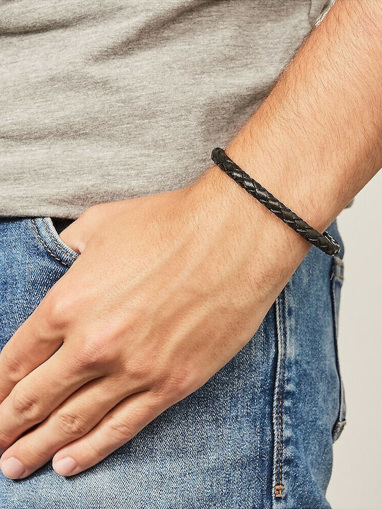 Fossil Herren Armband Id Skinny Braid aus Leder