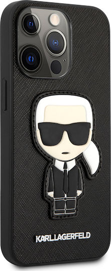 Karl Lagerfeld Patch Saffiano Back Cover Synthetic Leather Black (iPhone 13 Pro)