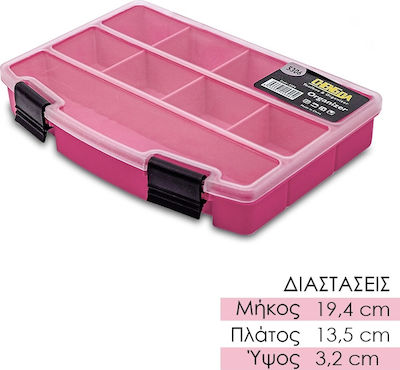 Tool Compartment Organiser 9 Slot Pink 19.4x13.5x3.2cm