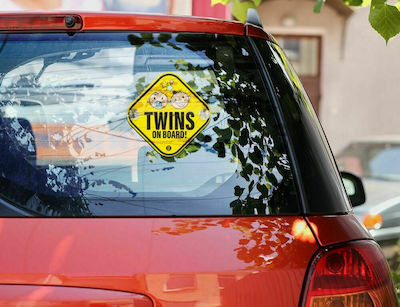 Twins Baby on Board Car Sign Κίτρινο with Suction Cup