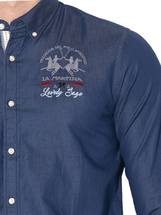 Long-sleeved Cotton Shirt Blue Indigo
