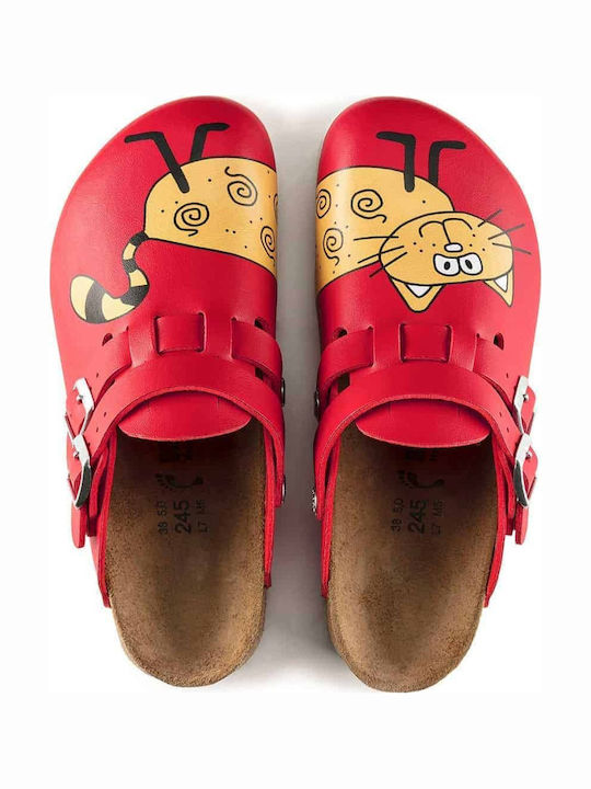 Birkenstock Kay SL Professional Γυναικεία Δερμάτινα Ανατομικά Σαμπό Κόκκινα 0582516
