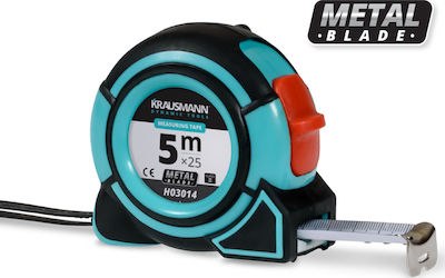 Krausmann H03014 Tape Measure with Auto-Rewind 25mm x 5m