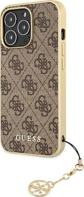 Guess 4G Charms Umschlag Rückseite Kunststoff Braun (iPhone 13 Pro Max) GUHCP13XGF4GBR