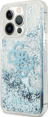 Guess 4G Big Liquid Glitter Umschlag Rückseite Kunststoff Blau (iPhone 13 Pro Max) GUHCP13XLG4GBL