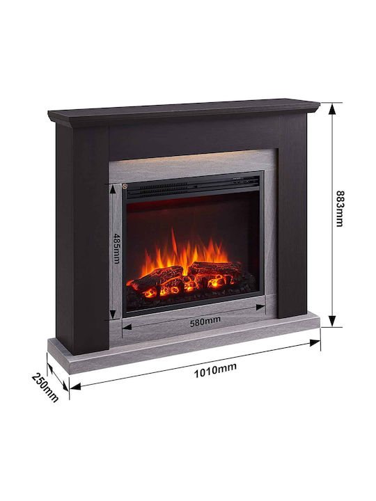 Richen Ektoras De podea Șemineu electric 2000W 101x88.3cm Negru