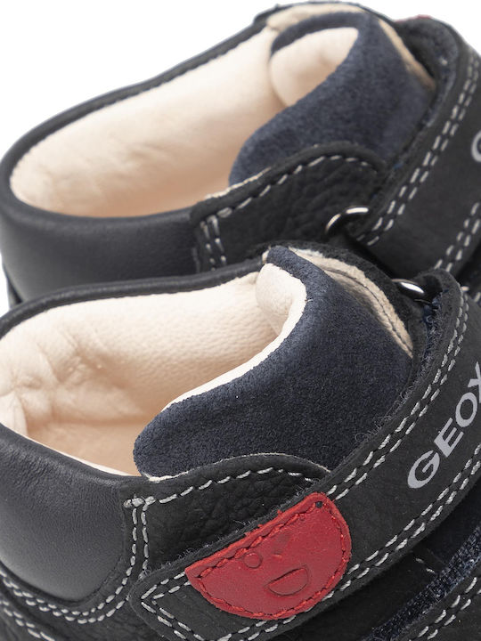 Macchia Anatomical Leather Kids Boots with Velcro Navy Blue