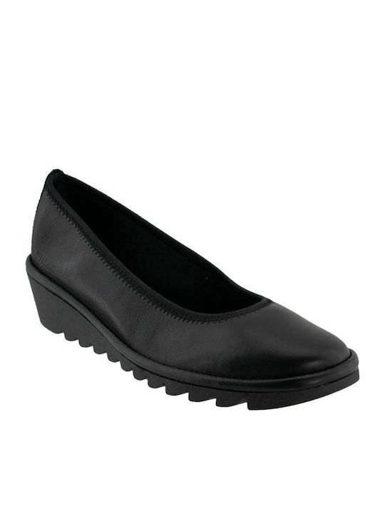 A206/22 Lederne Damen Ballerinas in Schwarz Farbe