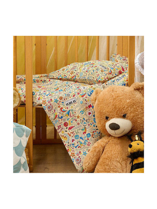 Cokitex Baby Music Baby Sheets Set Crib Cotton Multicolored 120x160cm 3pcs