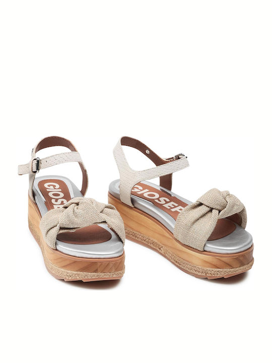 Raichur Women's Ankle Strap Platforms Beige