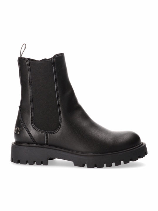 Tommy Hilfiger Kids Leather Chelsea Boots with Zipper Black