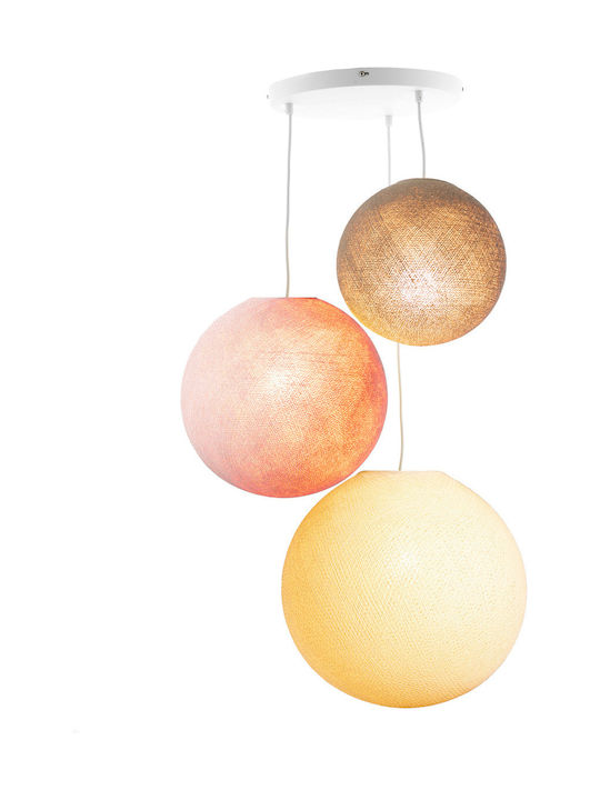 Pendant Light Three-Light Ball for Socket E27 Beige