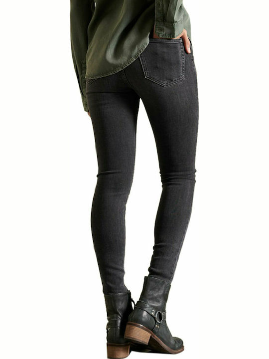 Superdry Ψηλόμεσο Γυναικείο Jean Παντελόνι σε Skinny Εφαρμογή Wolcott Black Stone