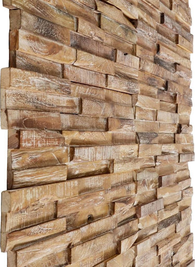 3D Wall Panels Made of Solid Wood Made of Solid Wood Teak Brown 56x18x2cm 10 Pieces