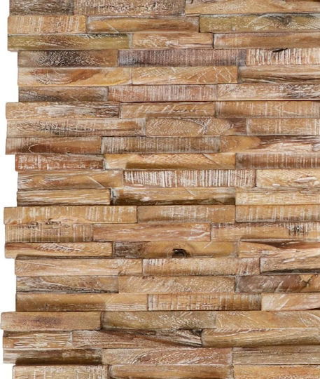 3D Wall Panels Made of Solid Wood Made of Solid Wood Teak Brown 56x18x2cm 10 Pieces