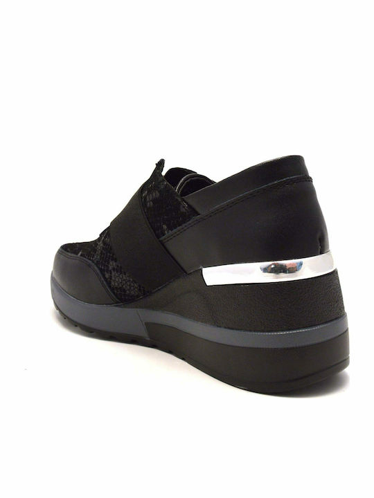 Ανατομικά Γυναικεία Slip-On Δερμάτινα Μαύρα
