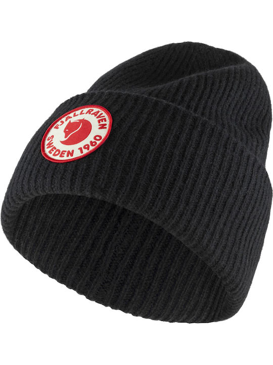 1960 Logo Beanie Ανδρικός Σκούφος με Rib Πλέξη σε Μαύρο χρώμα