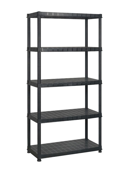 Plastic Outdoor Shelving Unit with 4 Shelves Black Storage 5 Levels Black Plastic 91.5x45.7x185cm