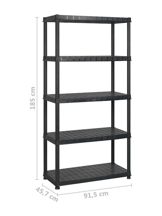 Plastic Outdoor Shelving Unit with 4 Shelves Black Storage 5 Levels Black Plastic 91.5x45.7x185cm