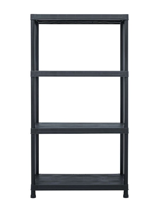 Plastic Outdoor Shelving Unit with 3 Shelves Black 60x30x138cm
