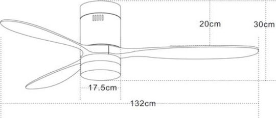 Zambelis Lights Ανεμιστήρας Οροφής 132cm με Φως Καφέ / Μαύρος