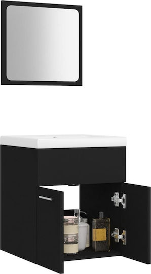 vidaXL Πάγκος με Νιπτήρα & Καθρέπτη Μ41xΒ38.5xΥ46cm Μαύρος