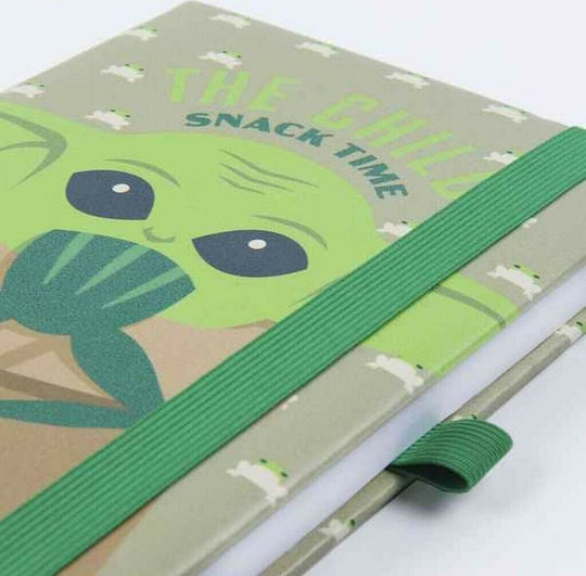 Cerda Cesda Mandalorian Carnet A5 cu Pagini Albe , Elastic și Suport pentru Stilou Verde