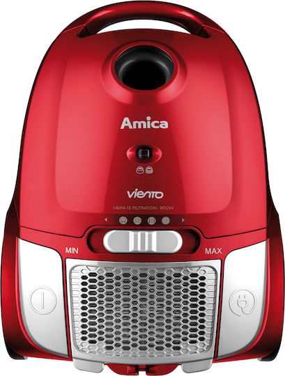 Amica VIENTO VI2031 Ηλεκτρική Σκούπα 900W με Σακούλα 2.5lt Κόκκινη