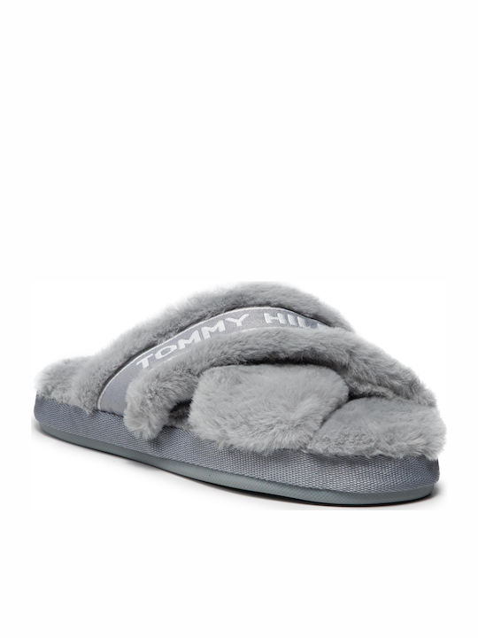 Tommy Hilfiger Women's Slipper with Fur In Gray Colour FW0FW06314-PN7