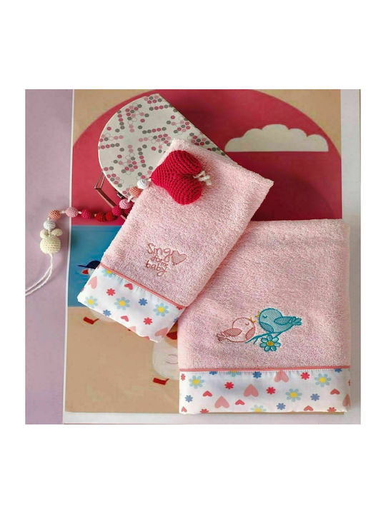 Kentia Song Σετ Βρεφικές Πετσέτες Baby Pink 2τμχ Βάρους 400gr/m²
