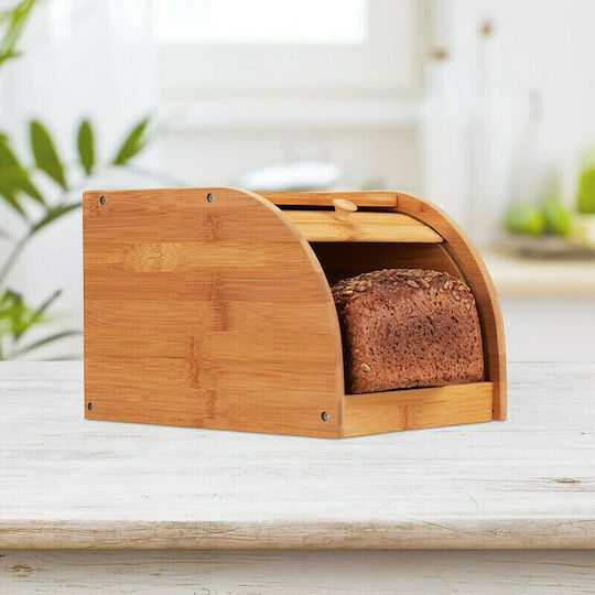 Relaxdays Ψωμιέρα με Καπάκι Ξύλινη σε Καφέ Χρώμα 20.2x27x18.2cm