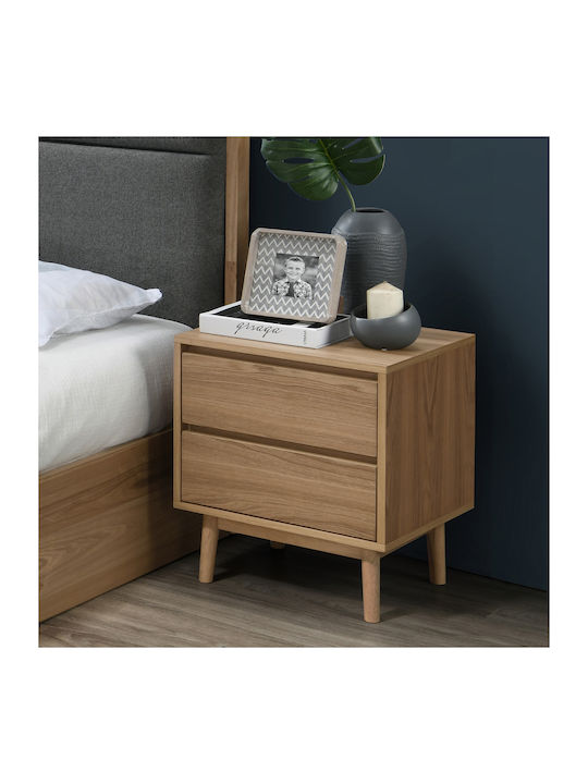 Simone Wooden Bedside Table Δρυς 40x45x54.5cm