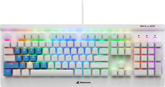 Sharkoon Skiller SGK3 Gaming Μηχανικό Πληκτρολόγιο με Kailh Red διακόπτες και RGB φωτισμό (Αγγλικό US) Λευκό