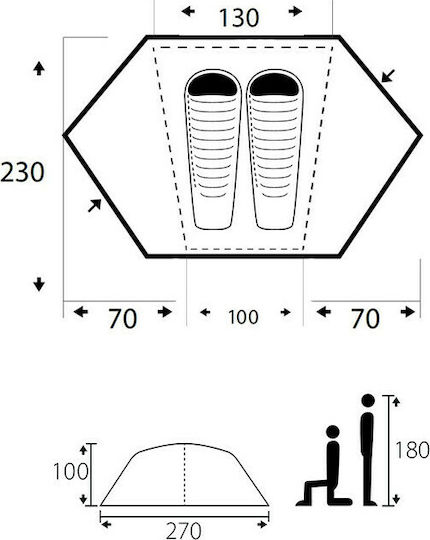 Trimm Vector DSL Summer Camping Igloo Mountaineering Tent with Double Cloth for 2 People Waterproof 1000mm 100cm