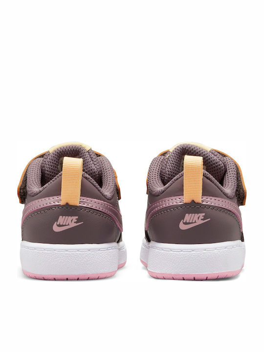 Court Borough Low 2 Kids Sports Shoes with Hoop & Loop Closure Violet Ore Pink Glaze Melon Tint