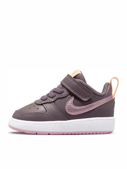 Court Borough Low 2 Kids Sports Shoes with Hoop & Loop Closure Violet Ore Pink Glaze Melon Tint