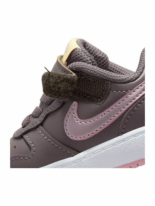 Court Borough Low 2 Kids Sports Shoes with Hoop & Loop Closure Violet Ore Pink Glaze Melon Tint