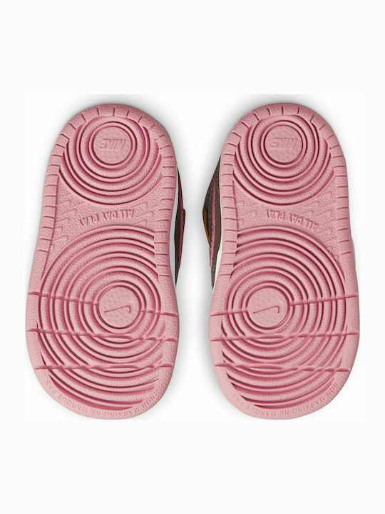 Court Borough Low 2 Kids Sports Shoes with Hoop & Loop Closure Violet Ore Pink Glaze Melon Tint