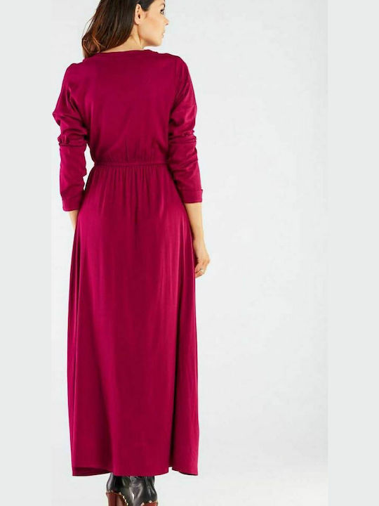 Awama Maxi Dress Wrap Burgundy