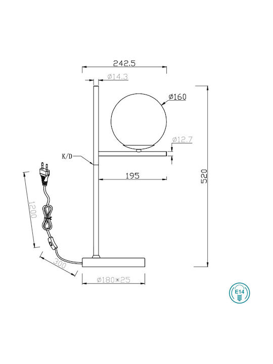 Trio Lighting Pure Metall Tischlampe für Fassung E14 mit Schwarz Basis