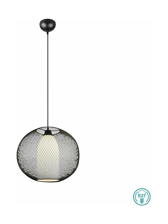 Trio Lighting Filo Pendant Light Single-Light Grid for Socket E27 Black