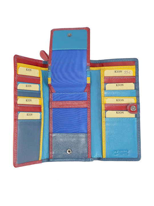 452 Large Leather Women's Wallet Classic Blue/Red