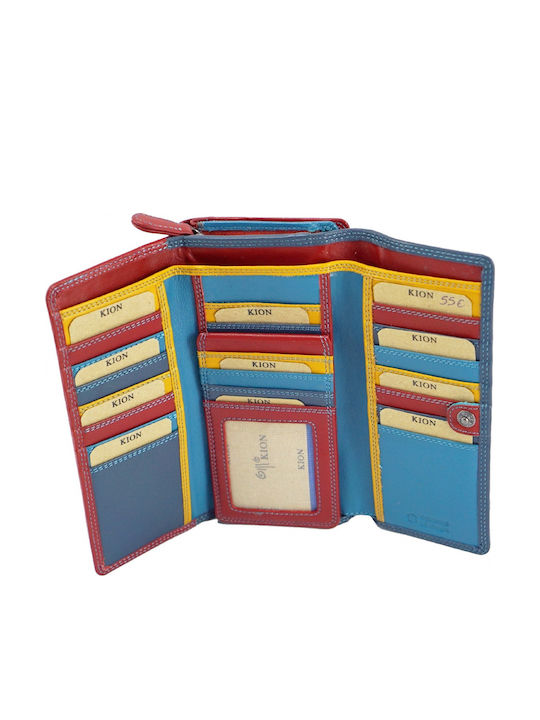 452 Large Leather Women's Wallet Classic Blue/Red