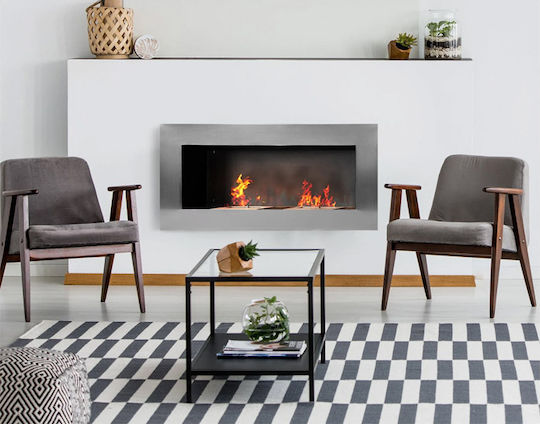 HomCom Indoor Wall Mounted Bioethanol Fireplace Silver 110x14x54cm