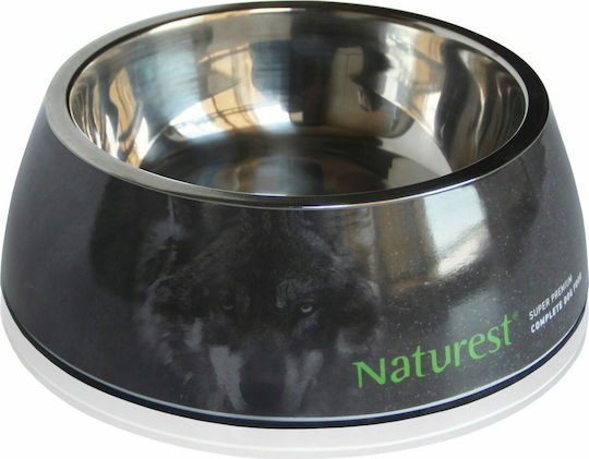 Pet Interest Deluxe Naturest Dual Plastic Bowl Food & Water for Dog & Cat 2x 200ml in Black Color