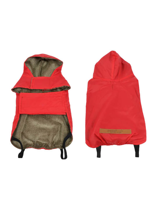 Woofmoda 933-1101 Red Waterproof Dog Coat with Hood with 50cm Back Length