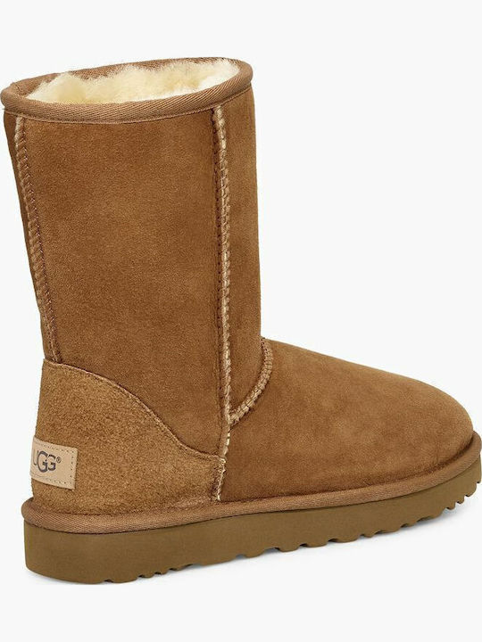 Suede Snow Boots with Fur Classic Short II Chestnut